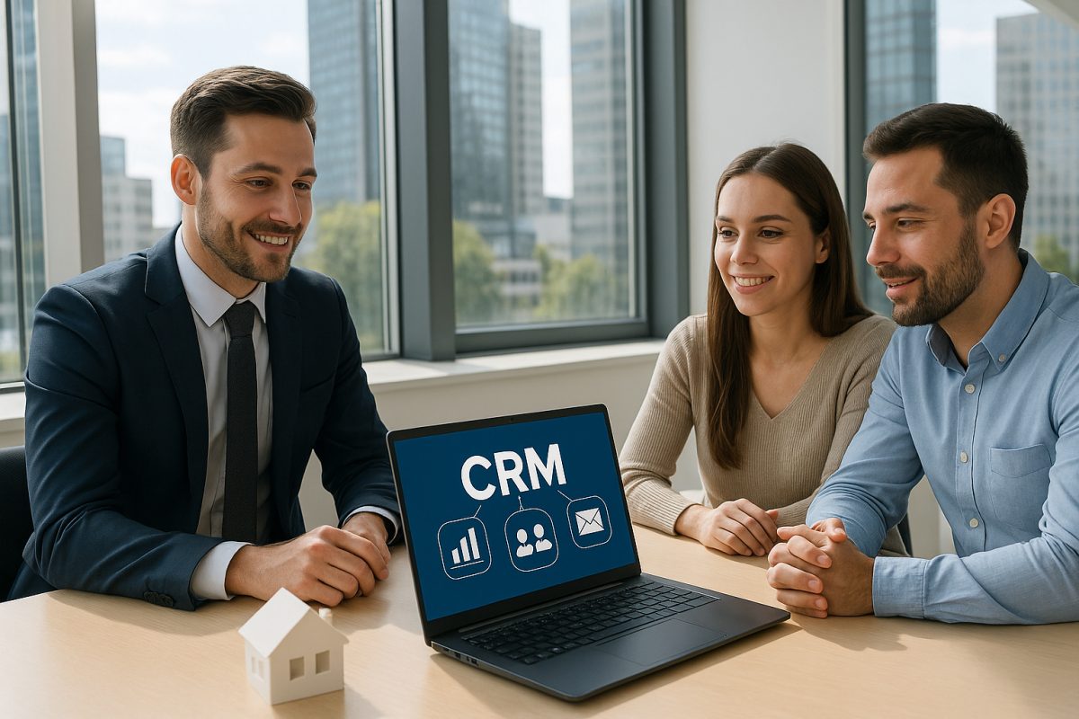 Agent immobilier rencontre clients dans un bureau moderne