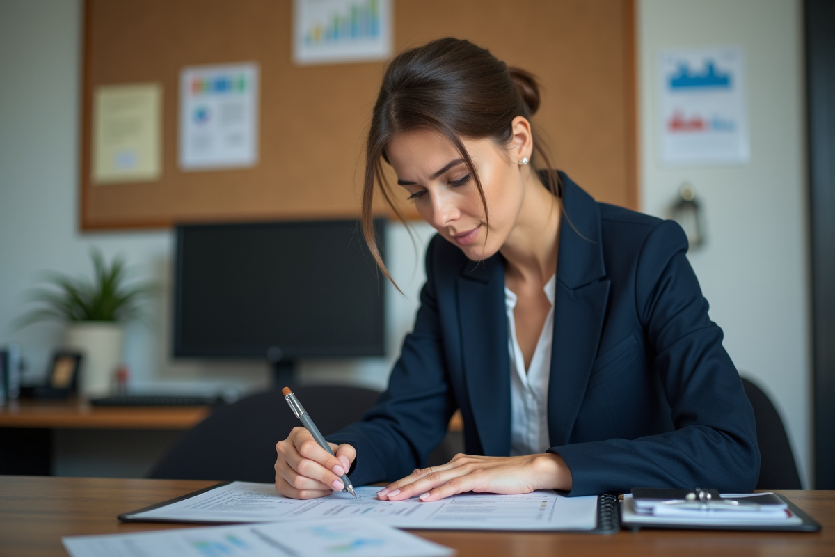 Auditrice vérifiant des listes de contrôle