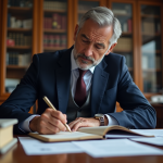 Avocat d'affaires en costume dans un bureau professionnel