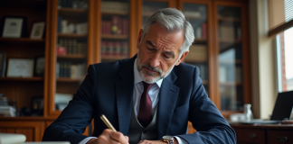 Avocat d'affaires en costume dans un bureau professionnel