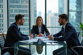 Groupe de professionnels en réunion d'affaires modernes