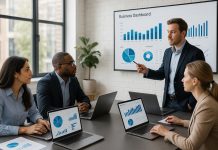 Performance opérationnelle : pourquoi adopter une solution de gestion déléguée Photo hyperrealiste d'une equipe professionnelle en réunion