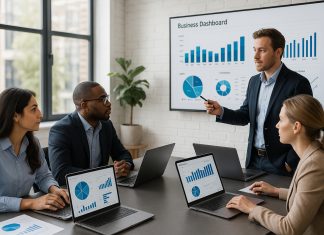 Performance opérationnelle : pourquoi adopter une solution de gestion déléguée Photo hyperrealiste d'une equipe professionnelle en réunion