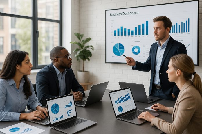 equipe-entreprise-salle-reunion Photo hyperrealiste d'une equipe professionnelle en réunion