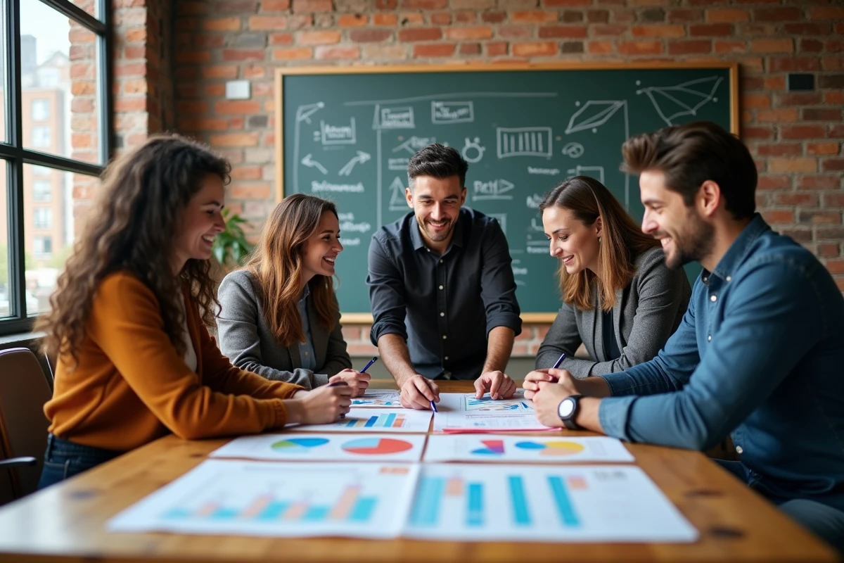 Groupe de jeunes professionnels collaborant autour d