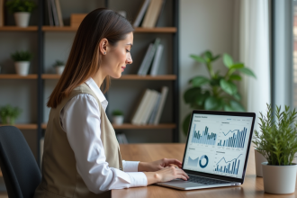 Femme d'affaires en réunion dans un bureau moderne