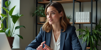 Alternance en marketing à Bordeaux chez Nexa, immersion dans la réalité du poste Femme en tenue professionnelle discutant lors d'une réunion à Bordeaux