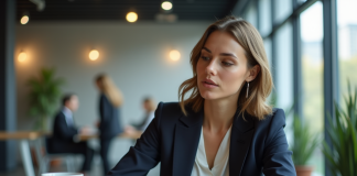 Salaire: Les pauses de 20 minutes sont-elles rémunérées ? Femme au bureau sirotant un café en regardant sa montre