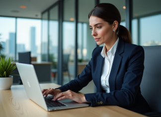 Investir dans le CAC 40 : pourquoi et comment le faire efficacement ? Femme professionnelle en bureau avec graphiques financiers