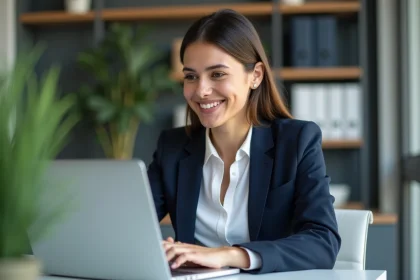 Femme d'affaires concentrée dans un bureau moderne