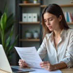 Congés payés et démission : que deviennent mes droits ? Femme en bureau examine une lettre de démission