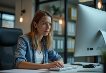 Harcèlement moral au travail : identifier les signes et réagir efficacement Femme stressée au bureau dans un environnement moderne