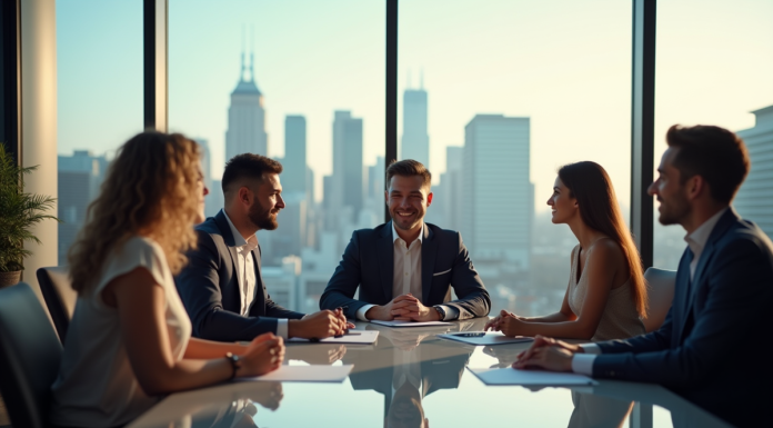 Groupe de jeunes professionnels en réunion de travail