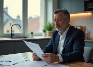 Chômage suite faute grave : droits et procédure en France Homme d affaires français en réflexion dans une cuisine urbaine