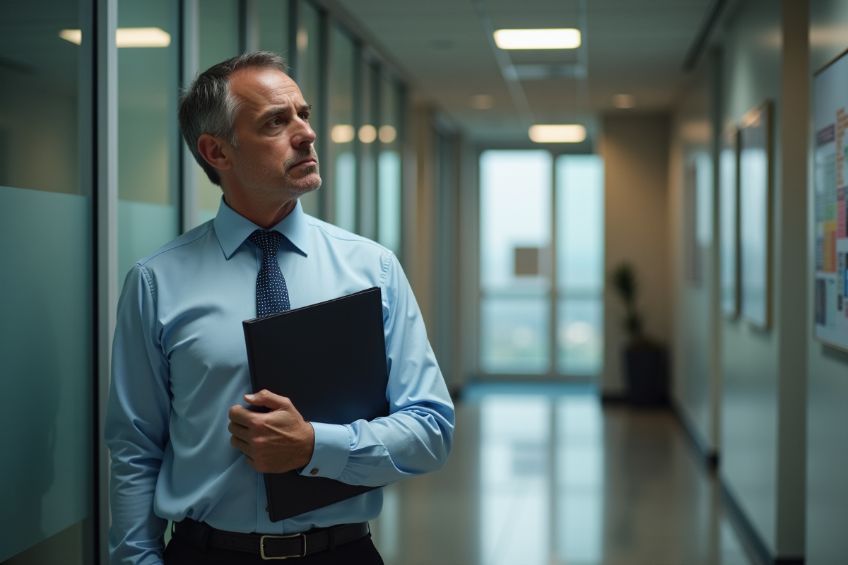 Homme inquiet dans un couloir d