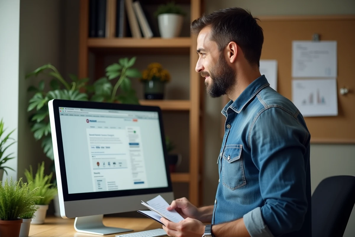 Homme v&eacute;rifiant un profil d