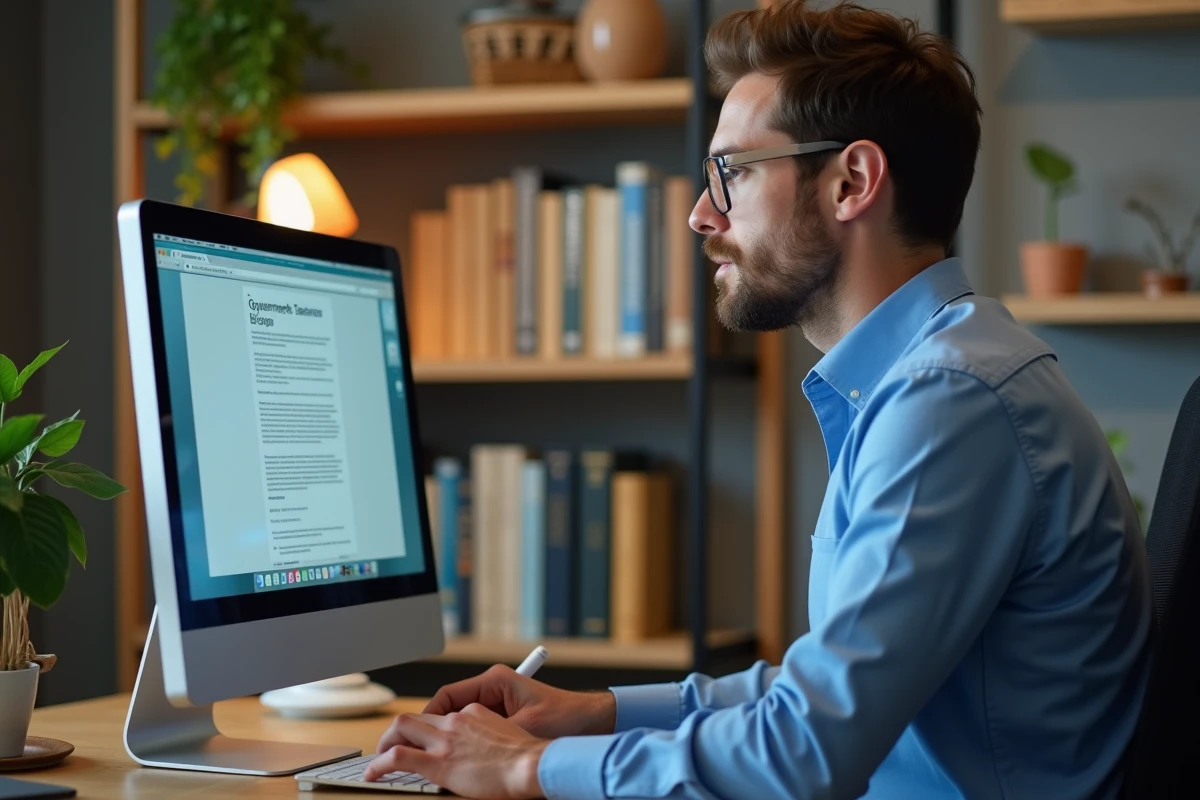 Jeune entrepreneur remplissant un formulaire en ligne