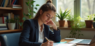 Conseils pour formuler une idée de projet : réussir sa création d’entreprise Jeune femme en bureau cosy esquissant des idées dans un carnet