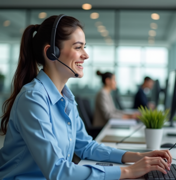 Citation célèbre service client : découvrir les perles rares de l’assistance clientèle Jeune femme souriante en centre d'appel moderne