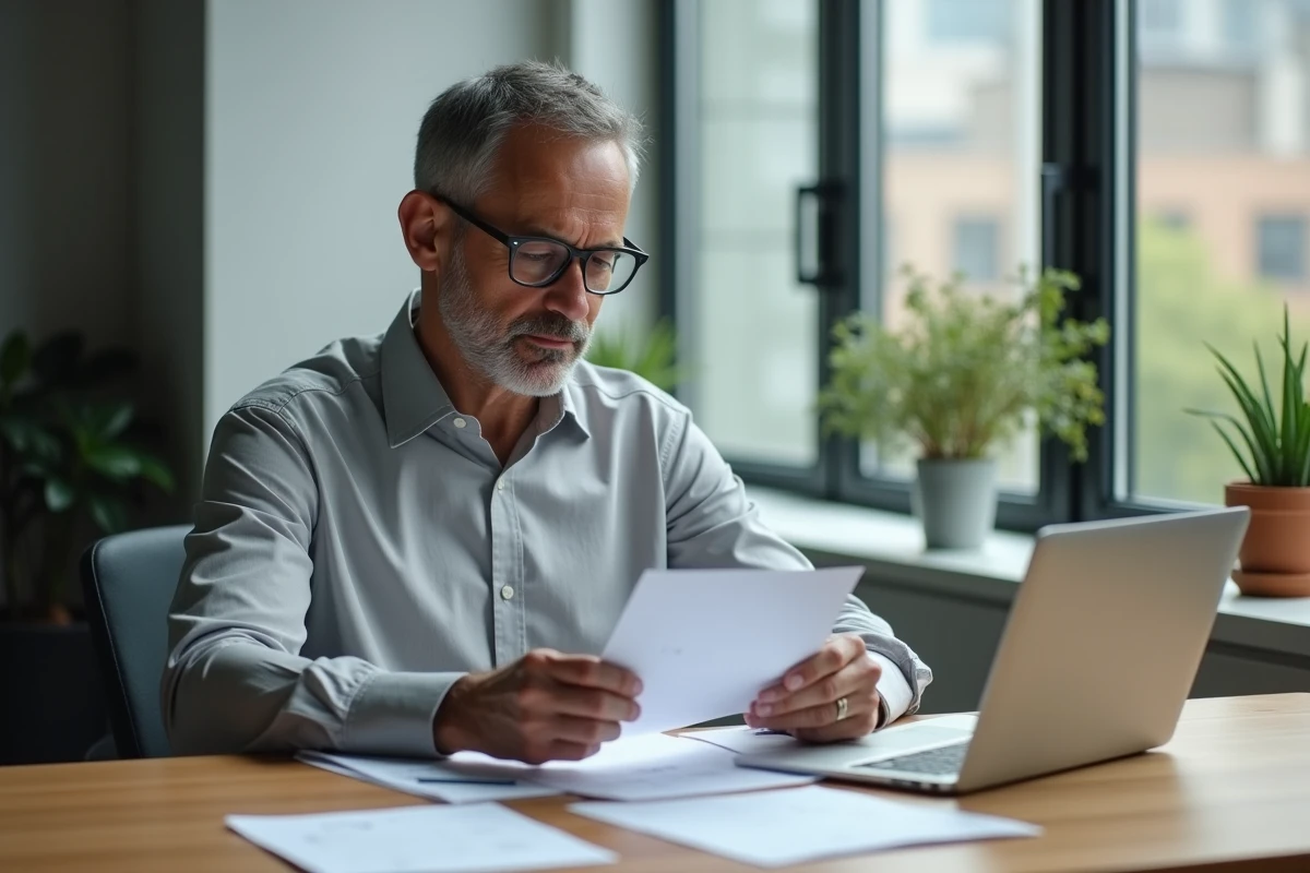 Manager analysant les suggestions d'employés et rédigeant une communication interne sur la boîte à idées en entreprise