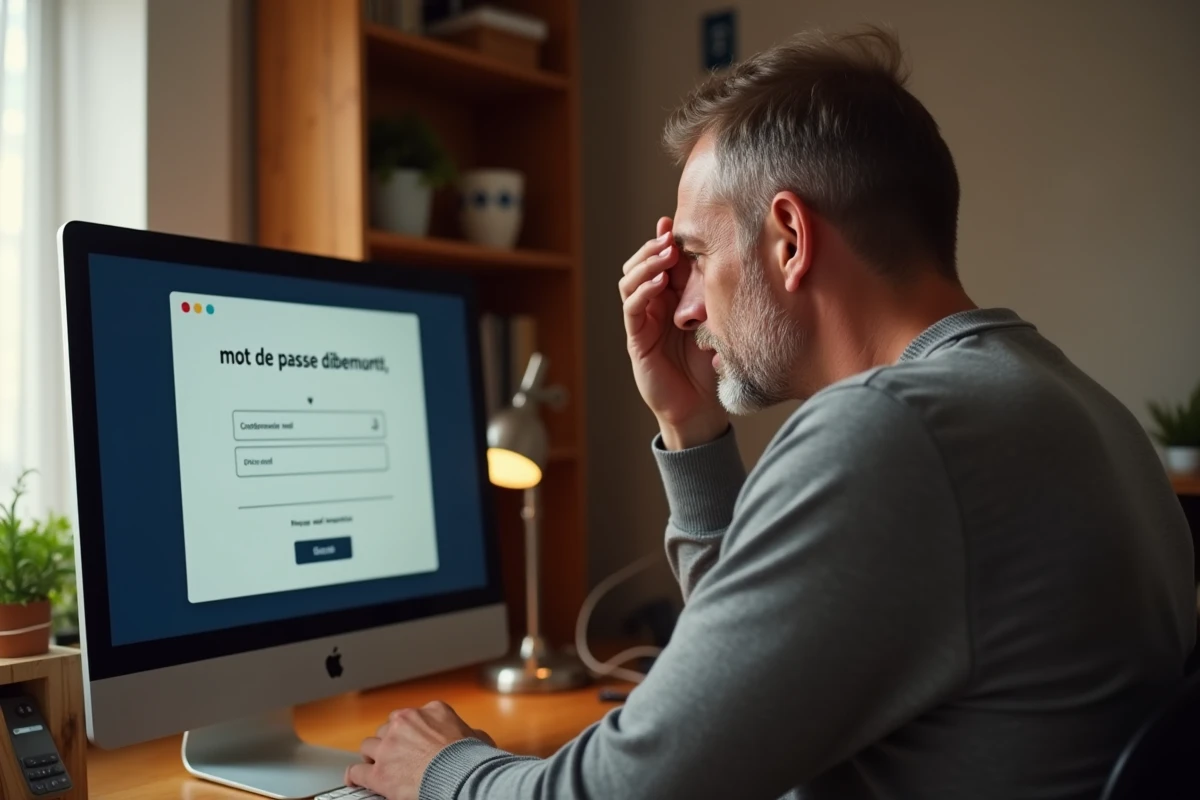 Homme face à un formulaire de récupération de mot de passe perdu sur son espace affilié