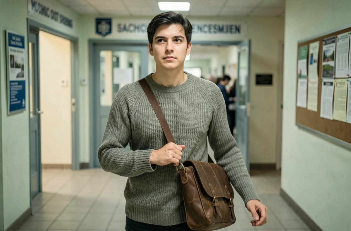 Personne exerçant une profession intermédiaire dans le secteur public marchant dans le couloir d'un établissement institutionnel