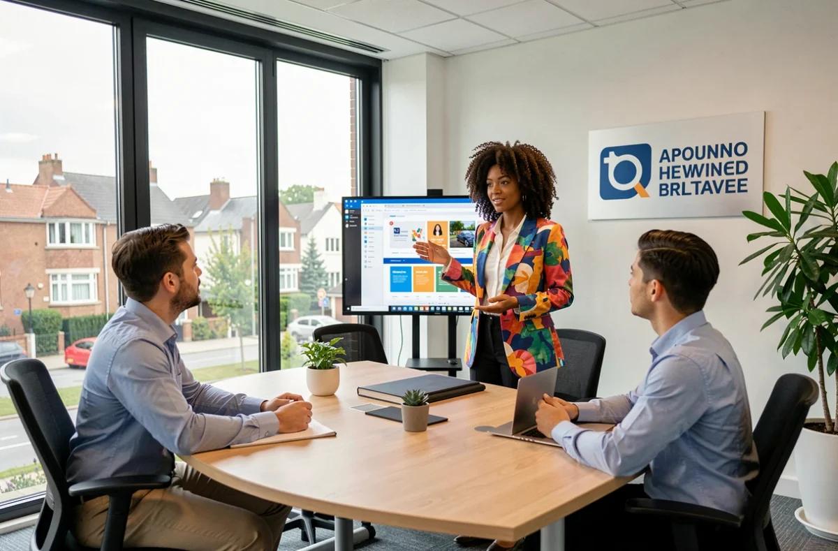 Présentation d'un design web coloré et dynamique dans les bureaux de l'agence Snazzy en Seine-Saint-Denis